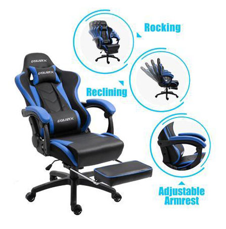 Dowinx Gaming Chair Ergonomic Racing Style Recliner with Massage